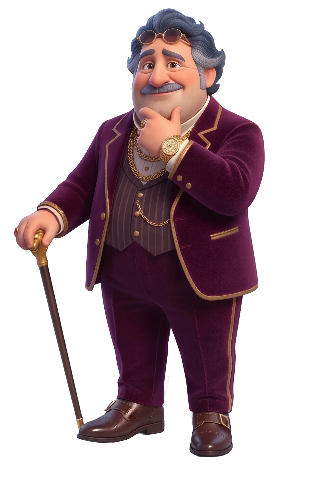 Baron with his lion-head cane, sharing the mystery of his fortune
